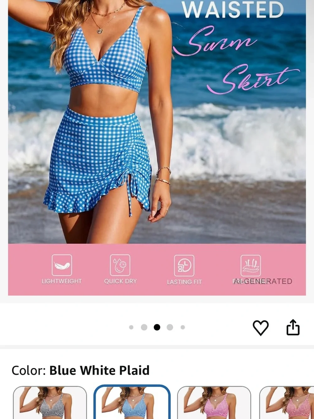 Blue Gingham 2 piece bathing suit new with tags- Women size medium
